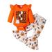 YDOJG Toddler Girls Outfit Set Kids Boys Outfit Pumpkin Letters Prints Long Sleeves Romper Pants 2Pcs Set Outfits For 3-6 Months