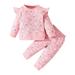 HIBRO 3 Month Baby Girl Clothes Staff for Baby Girl Kids Outfit Soft Cotton Warm Crewneck Floral Pattern Long Sleeve Pullover Pants Clothes Set For Girls