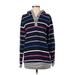 Lands' End Pullover Hoodie: Blue Stripes Tops - Women's Size Small