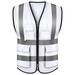 GOGO 5 Pockets High Visibility Zipper Front Breathable Safety Vest with Reflective Strips Uniform Vest-White-XXL