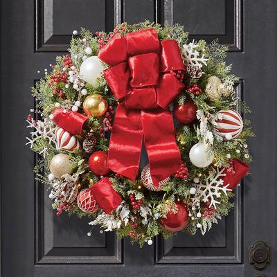 Peppermint Dreams Wreath - Frontgate - Outdoor Christmas Decorations