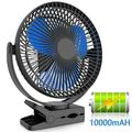 10000mAh Rechargeable Portable Fan 8-Inch Battery Operated Clip on Fan USB Fan 4 Speeds Strong Airflow Sturdy Clamp for Personal Office Desk Golf Car Outdoor Travel Camping Tent Gym RT