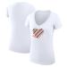 Women's G-III 4Her by Carl Banks White Anaheim Ducks Heart V-Neck Fitted T-Shirt