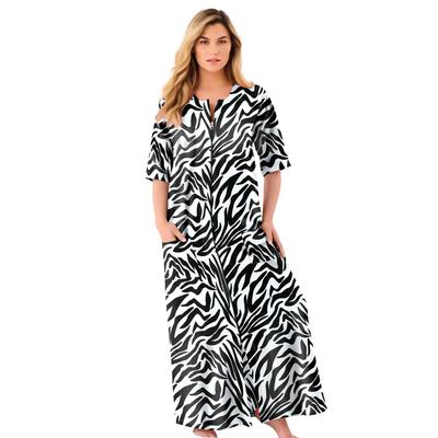 Plus Size Women's Long French Terry Zip-Front Robe...