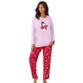 Plus Size Women's Long Sleeve Knit PJ Set by Dreams & Co. in Classic Red Winter Snow (Size 18/20) Pajamas