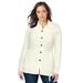 Plus Size Women's Button Down Rib Cardigan by Jessica London in Ivory (Size 1X)