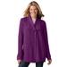 Plus Size Women's Shawl Collar Shaker Sweater by Woman Within in Plum Purple (Size L)