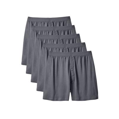 Men's Big & Tall 5-Pack Cotton Boxers by KingSize in Steel (Size 2XL)
