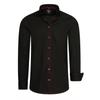 Langarmhemd RUSTY NEAL, Herren, Gr. XXXL, EURO-Größen, schwarz (schwarz, rot), 97% Baumwolle, 3% Elasthan, unifarben, casual, Langarm, Hemden, mit dezenter Kontrast-Naht