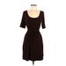 Laundry by Shelli Segal Cocktail Dress Scoop Neck 3/4 Sleeve: Brown Print Dresses - Women's Size 6