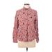 Nina Leonard Long Sleeve Blouse: Pink Print Tops - Women's Size Large