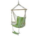 AidiOn Outdoor Hammock Hanging Rope Chair Garden Yard Patio Swing Seat Wooden with Footrest Armrest Cotton Cloth/Green