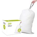 Simplelisa Code G (200 Count) 8 Gallon Heavy Duty Drawstring Plastic Trash Bags Compatible with simpehuman Code G | 1.2 Mil | White Garbage Can Liners 8 Gallon/30 Liter
