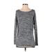 Athleta Active T-Shirt: Gray Color Block Activewear - Women's Size Small