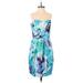 B. Smart Casual Dress - Party Sweetheart Sleeveless: Blue Floral Dresses - Women's Size 8