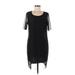 BCBGeneration Casual Dress - Mini Scoop Neck Short sleeves: Black Print Dresses - Women's Size Medium