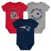 Infant Navy/Red/Gray New England Patriots Born to Be 3-Pack Bodysuit Set