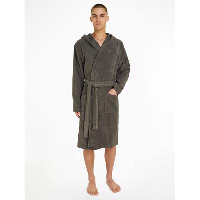 Bademantel Gr. XL, grau, XL (54), Baumwoll-Webfrottier, TOMMY HILFIGER UNDERWEAR, Hausmäntel, mit aufgesetzten Taschen Image