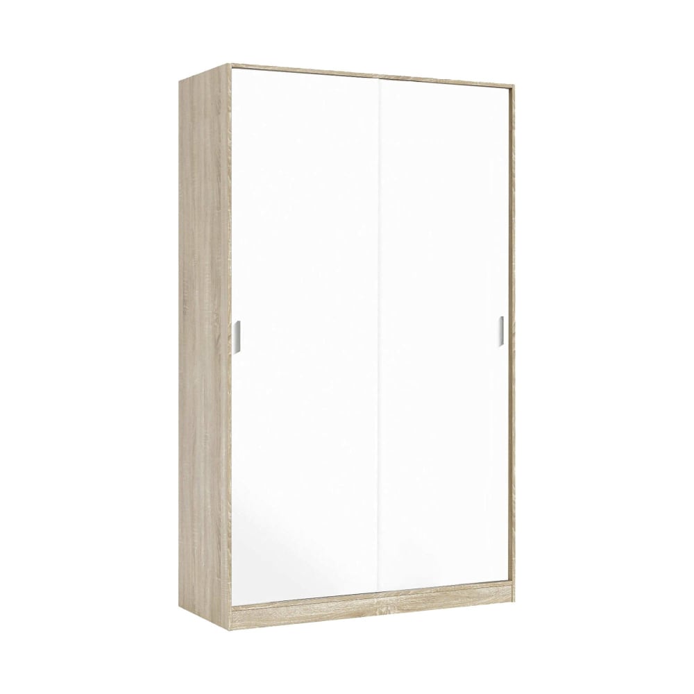 Armoire 2 portes effet bois beige, blanc 120x50 cm
