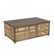 Table basse en bois de manguier foncé, patchwork cannage naturel