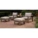 5 Piece Outdoor Patio Furniture Set, Aluminum Frame Wood Grained Chaise Set with 2 Seat Cushions and 2 Ottomans, End Table