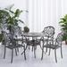 5 Pcs Outdoor All-Weather Patio Furniture, Round Counter Height Patio Dining Table Sets, Conversation Set for Patio, Backyard