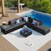 8-Piece Outdoor Patio Furniture Set, All Weather Wicker Sofa Set Outdoor Conversation Set, Removable Cushions and Coffee Table