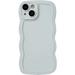 Solid Color Curly Wave Frame Soft Compatible with iPhone Case (Grey iPhone 14 Pro)