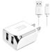 For Motorola moto e5 Accessory Kit 2 in 1 Charger Set [2.1 Amp USB Home Charger + 5 Feet Micro USB Cable] White