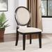 Hurn Transitional Espresso and Ivory Fabric Round Curved Backrest Side Chairs by Furniture of America (Set of 2)