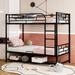 Metal Bunk Bed with Shelf and Guardrails（Full Over Full/Twin Over Twin）