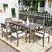 7-Piece Outdoor Acacia Wood Dining Table and Chairs Set with High Comfort Cushioned, Suitable for Patio, Balcony or Backyard