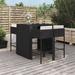 vidaXL 5 Piece Patio Bar Set with Cushions Black Poly Rattan - 19.7" x 18.9" x 39.4"