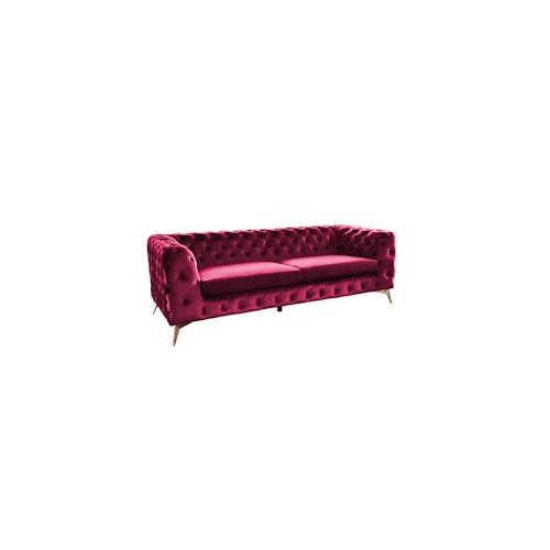 KAWOLA Sofa NARLA Chesterfield 3-Sitzer Velvet rot