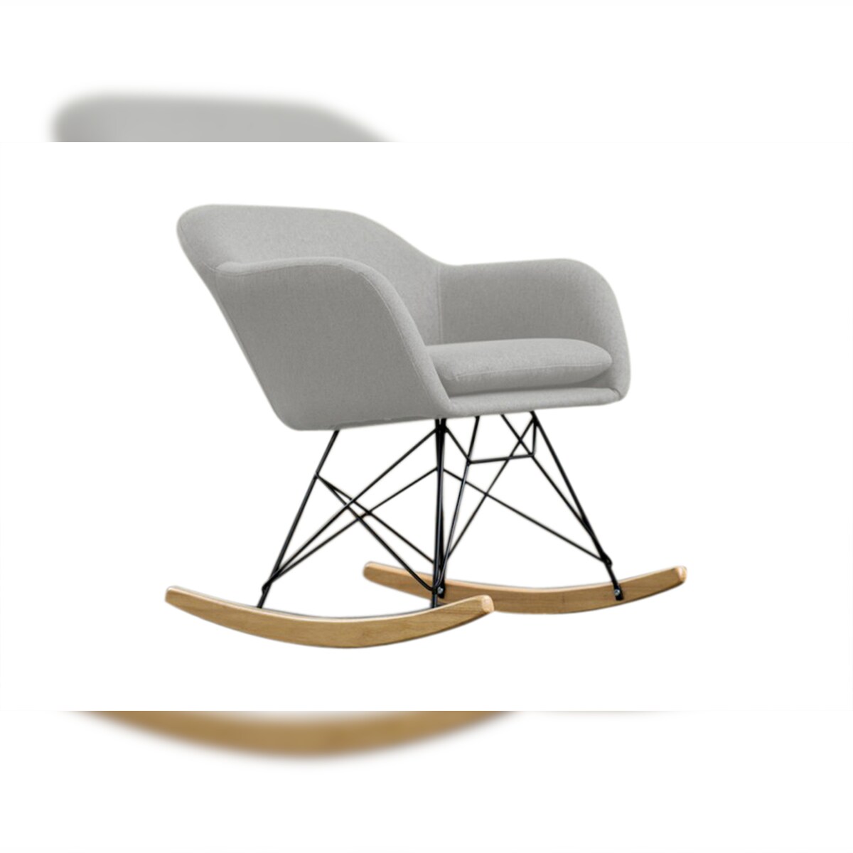 KAWOLA Schaukelstuhl Stella Schaukelsessel Esszimmerstuhl Stoff hellgrau Image