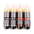 4 Pcs RCA Hi-Fi Gold-Plated Copper Male Plug Audio Connector