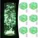 6 Pack Fairy Lights Battery Operated - 6.6 ft 20 LED Mini String Lights Waterproof Silver Wire Firefly Lights for Vases Mason Jars DIY Crafts Plants Table Centerpieces Wedding Green