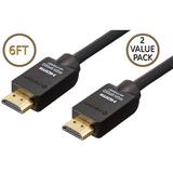 Sanoxy High Performance Gold Plated HDMI to HDMI 6 ft. Cable for 4K TV- PS3- PS4 & Xbox - 2X Value Pack