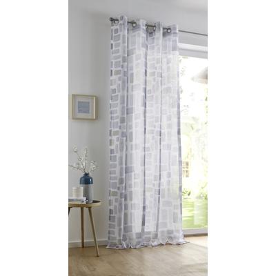 Vorhang KUTTI "Glen" Gr. 3, grau (grau, sanftes weiß, taupe), B:135cm H:225cm, Leinenstruktur, Polyester, Gardinen, modernes Aquarell Design, Wasserfarben Image