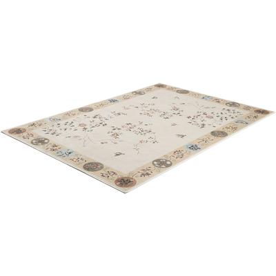 Teppich GINO FALCONE "Cherina GF-130", beige, B:80cm H:8mm L:150cm, Viskose, Teppiche, zartes Blüten Design, mit Bordüre, leichter Glanz, 100 % Viskose Image