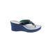 Clarks Wedges: Flip-Flop Platform Casual Blue Print Shoes - Women's Size 8 - Open Toe