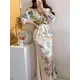 Robe Midi Vintage à motif Floral pour femme tenue de fête moulante Chic fête d'anniversaire