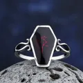 Bague cercueil gothique avec fleur et rouge pour homme et femme cadeau de mariage pour couple