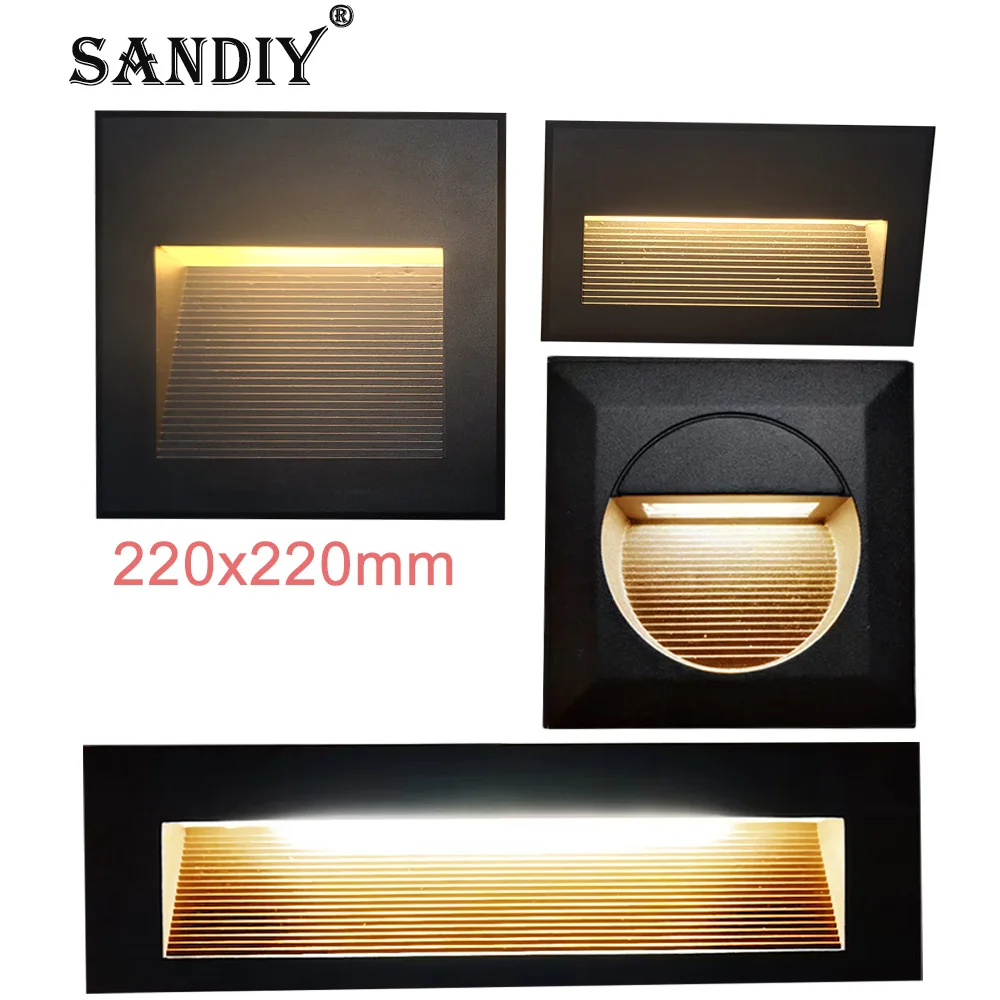 SANDIY Lampe murale extérieure Lampe d'escalier étanche 12V/24V Eclairage public 220V/110V Lampe d'applique extérieure Lampe de balcon Lampe de terrasse Lampe de marche extérieure Porche Cour Chemin