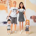 30cm Familien puppe beweglicher Körper Mama Papa Ken und Kinder 4 Puppen Set 1/6 Barbies Puppenspiel