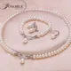 Wedding jewelry set white bridal jewelry sets for women 925 sterling silver natural pearl jewelry