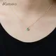 Metiseko 925 Sterling Silver Plated 14K Gold Emerald Colour Four-leaf Clover Necklace Collar De