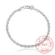 Real Original 925 Sterling Silver Bracelets on Hand Simple 4mm Twist Rope Chain Bracelets Bangles