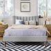 Linen Upholstered Platform Bed with Vertical Channel Tufted Headboard