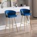 2 Pcs Velvet Bar Stools Dining Chair Arms Chairs with Chrome Footrest